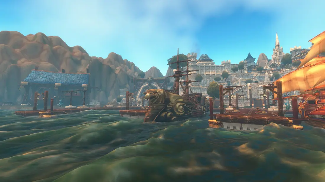 An Alliance harbor in WoW Forever